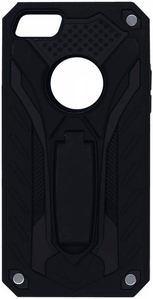 Apple iPhone SE (2016) ütésálló tok logó kihagyós kitámasztóval fekete