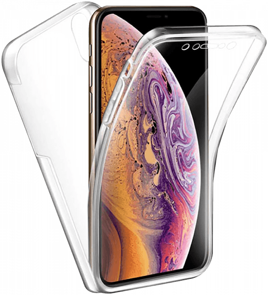 Apple iPhone XS Max kemény hátlap szilikon előlap 360 ° védelem átlátszó