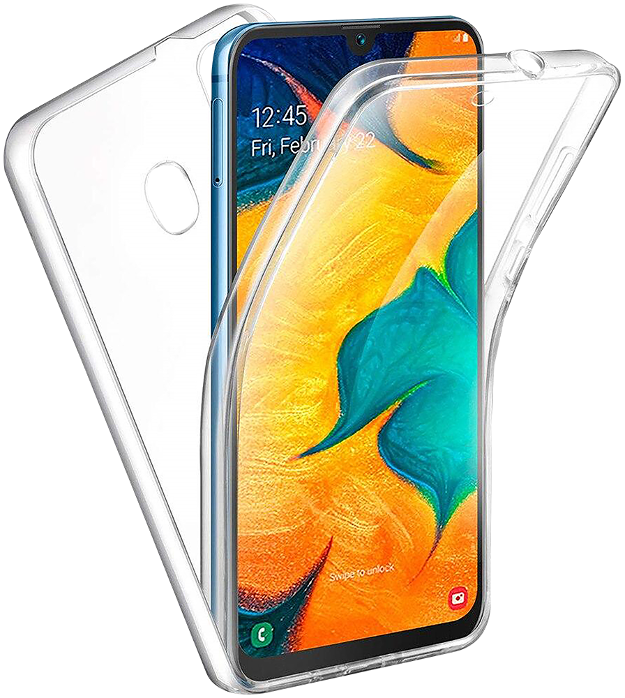Samsung Galaxy A20 (SM-205) kemény hátlap szilikon előlap 360 ° védelem átlátszó