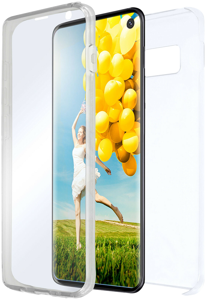Samsung Galaxy S10e (SM-G970) kemény hátlap szilikon előlap 360 ° védelem átlátszó