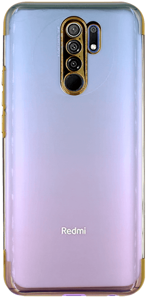 Xiaomi Redmi 9 szilikon tok fémhatású keret arany/átlátszó