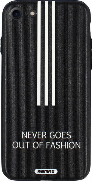 Apple iPhone 8 kemény hátlap fekete recés tok fehér csíkokkal REMAX