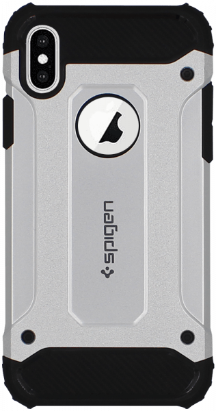Apple iPhone XS ütésálló tok gyári SGP logó kihagyós légpárnás sarkas, hibrid Forcell Armor ezüst