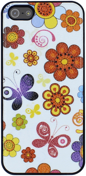 Apple iPhone 5 kemény hátlap virágmintás fehér