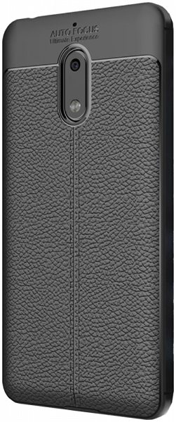 Nokia 6 szilikon tok közepesen ütésálló bőrhatású fekete