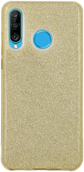 Huawei P30 Lite szilikon tok csillogó hátlap arany