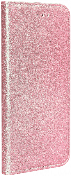 Motorola Moto G 5G Plus oldalra nyíló flipes bőrtok csillámos rozéarany