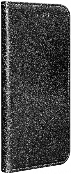 Motorola Moto G 5G Plus oldalra nyíló flipes bőrtok csillámos fekete