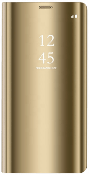 Xiaomi Redmi 7A oldalra nyíló flipes bőrtok Smart Clear View arany