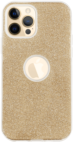 Apple iPhone 12 Pro szilikon tok csillogó hátlap logó kihagyós arany