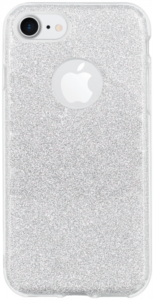 Apple iPhone 7 szilikon tok csillogó hátlap logónál átlátszó ezüst