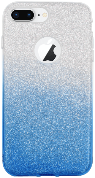 Apple iPhone 7 Plus szilikon tok csillogó hátlap logónál átlátszó kék/ezüst
