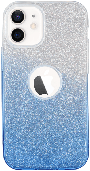 Apple iPhone 12 Mini szilikon tok csillogó hátlap logó kihagyós kék/ezüst