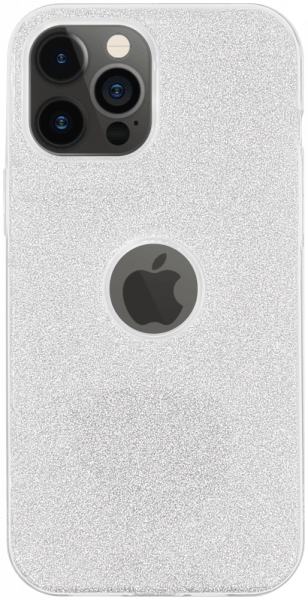 Apple iPhone 12 Pro Max szilikon tok csillogó hátlap logó kihagyós ezüst