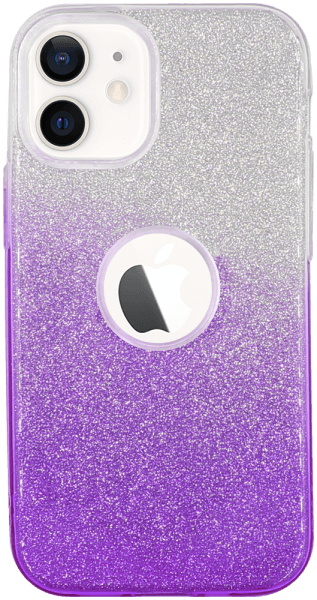 Apple iPhone 12 Mini szilikon tok csillogó hátlap logó kihagyós lila/ezüst