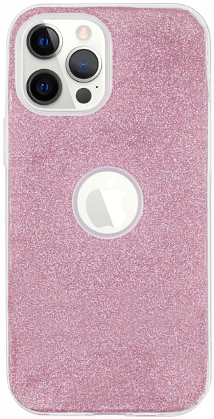 Apple iPhone 12 Pro Max szilikon tok csillogó hátlap logó kihagyós rózsaszín