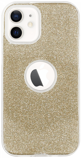 Apple iPhone 12 Mini szilikon tok csillogó hátlap logó kihagyós arany