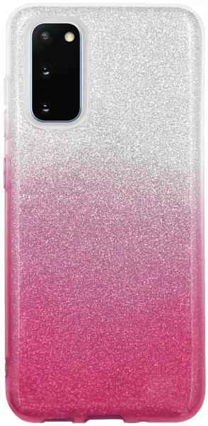 Samsung Galaxy S20 (SM-G980F) szilikon tok csillogó hátlap rózsaszín/ezüst