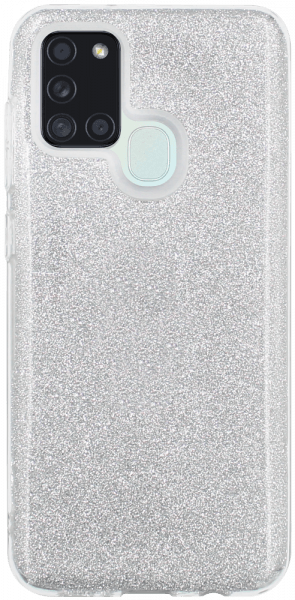Samsung Galaxy A21s (SM-A217F) szilikon tok csillogó hátlap ezüst