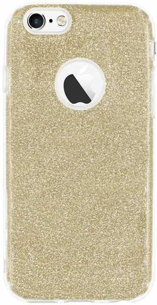 Apple iPhone 6S szilikon tok csillogó hátlap logónál átlátszó arany