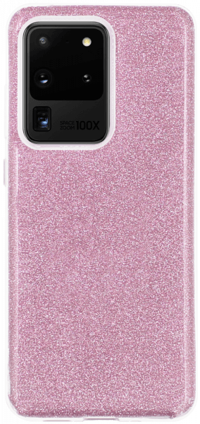 Samsung Galaxy S20 Ultra (SM-G988F) szilikon tok csillogó hátlap rózsaszín