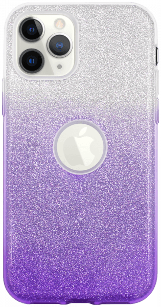 Apple iPhone 11 Pro Max szilikon tok csillogó hátlap logó kihagyós lila/ezüst