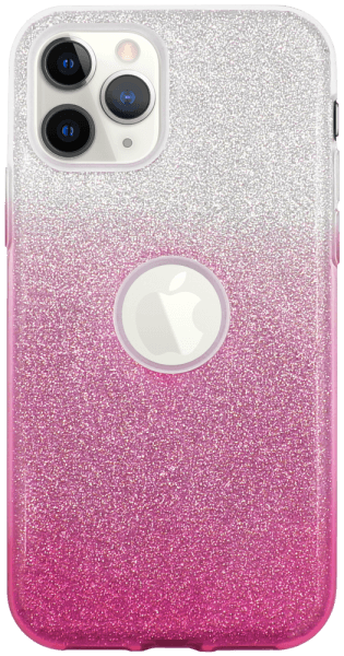 Apple iPhone 11 Pro Max szilikon tok csillogó hátlap logó kihagyós rózsaszín/ezüst