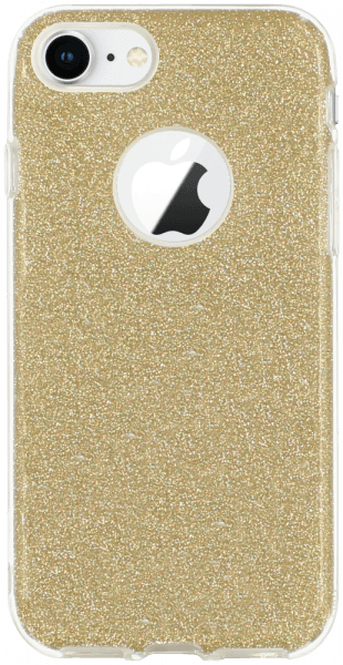 Apple iPhone 8 szilikon tok csillogó hátlap logónál átlátszó arany