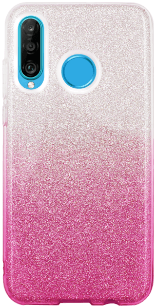 Huawei P30 Lite szilikon tok csillogó hátlap rózsaszín/ezüst