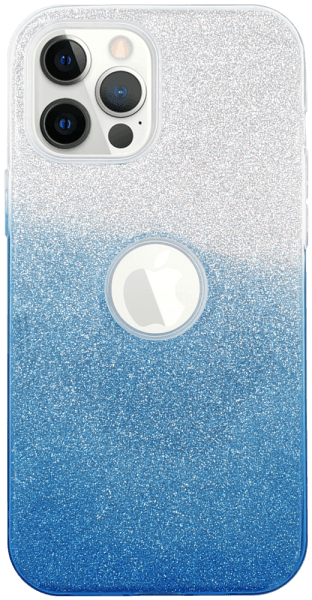 Apple iPhone 12 Pro Max szilikon tok csillogó hátlap logó kihagyós kék/ezüst