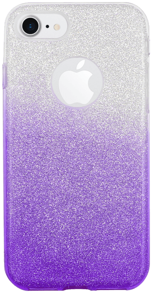Apple iPhone 7 szilikon tok csillogó hátlap logónál átlátszó lila/ezüst