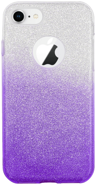 Apple iPhone 8 szilikon tok csillogó hátlap logónál átlátszó lila/ezüst