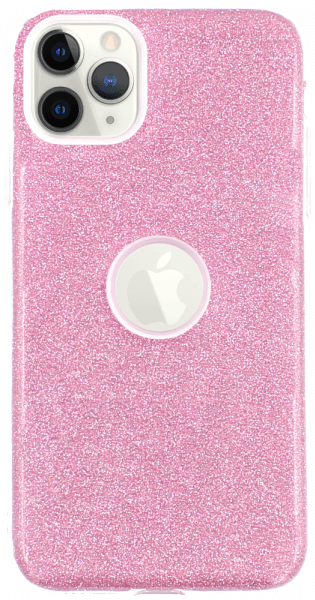 Apple iPhone 11 Pro Max szilikon tok csillogó hátlap logó kihagyós rózsaszín