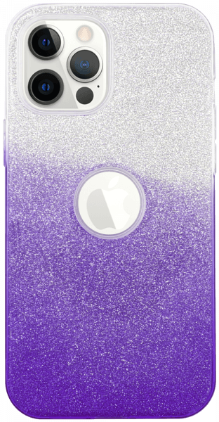Apple iPhone 12 Pro Max szilikon tok csillogó hátlap logó kihagyós lila/ezüst