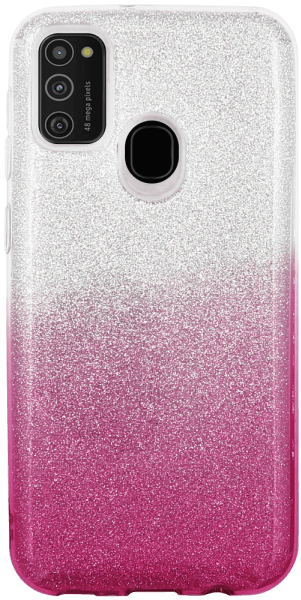 Samsung Galaxy M21 (SM-M215F) szilikon tok csillogó hátlap rózsaszín/ezüst