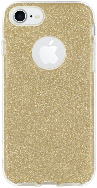 Apple iPhone 7 szilikon tok csillogó hátlap logónál átlátszó arany