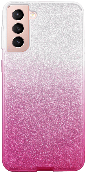 Samsung Galaxy S21 Plus 5G (SM-G996B) szilikon tok csillogó hátlap rózsaszín/ezüst