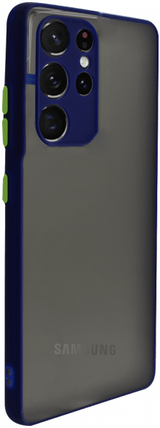 Samsung Galaxy S21 Ultra 5G (SM-G998B) kemény hátlap Vennus Button Bumper sötétkék