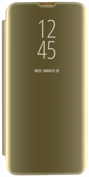 Huawei Y6 Pro 2019 oldalra nyíló flipes bőrtok Smart Clear View arany