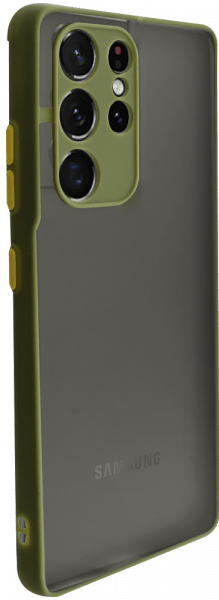 Samsung Galaxy S21 Ultra 5G (SM-G998B) kemény hátlap Vennus Button Bumper olivazöld