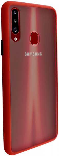Samsung Galaxy A20s (SM-A207F) kemény hátlap Vennus Button Bumper piros