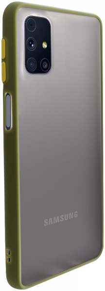 Samsung Galaxy M31s (SM-M317F) kemény hátlap Vennus Button Bumper olivazöld