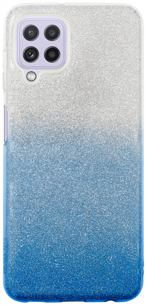 Samsung Galaxy A22 4G (SM-A225F) szilikon tok csillogó hátlap kék/ezüst