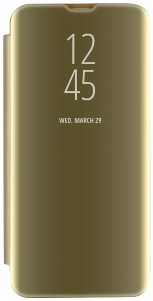 Huawei Y6s (2019) oldalra nyíló flipes bőrtok Smart Clear View arany