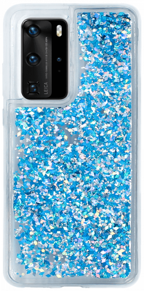 Huawei P40 Pro szilikon tok gyári Liquid Sparkle kék/ezüst