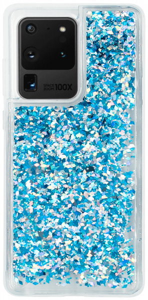 Samsung Galaxy S20 Ultra (SM-G988B) szilikon tok gyári Liquid Sparkle kék/ezüst