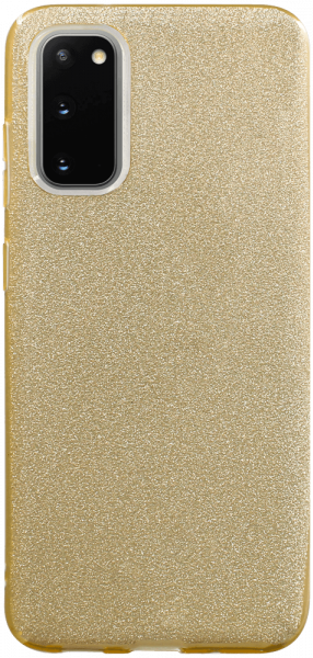 Samsung Galaxy S20 (SM-G980F) szilikon tok kivehető ezüst csillámporos réteg halvány sárga