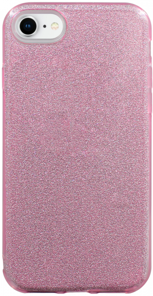 Apple iPhone 8 szilikon tok kivehető ezüst csillámporos réteg halvány rózsaszín