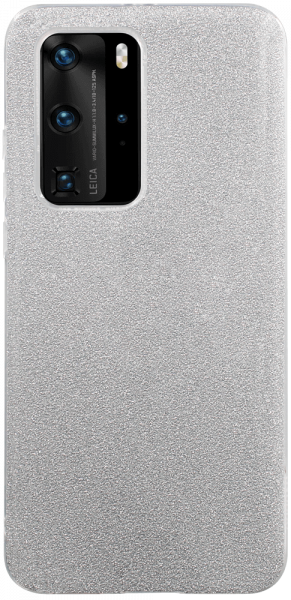 Huawei P40 Pro szilikon tok kivehető ezüst csillámporos réteg átlátszó