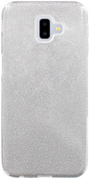 Samsung Galaxy J6 Plus (J610F) szilikon tok kivehető ezüst csillámporos réteg átlátszó
